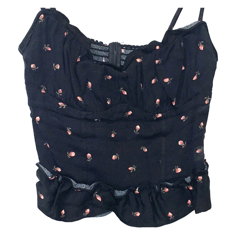 Reformation Navy Rose Crop Top